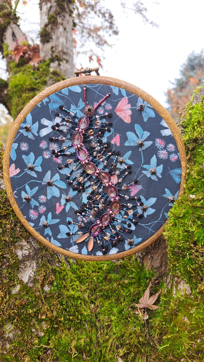 Handcrafted Glass Centipede Embroidered Wall Hanger