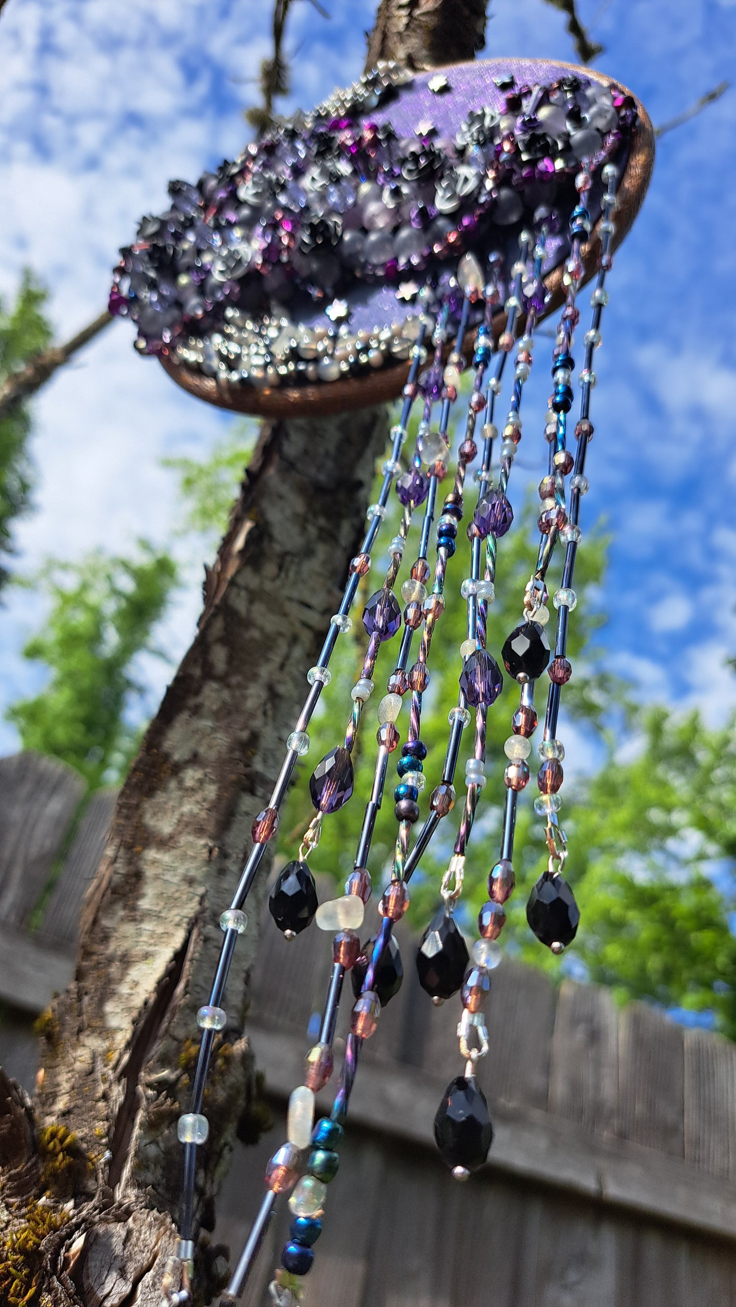 "Stormy Night" Handcrafted Bead Embroidery Wall Hanger