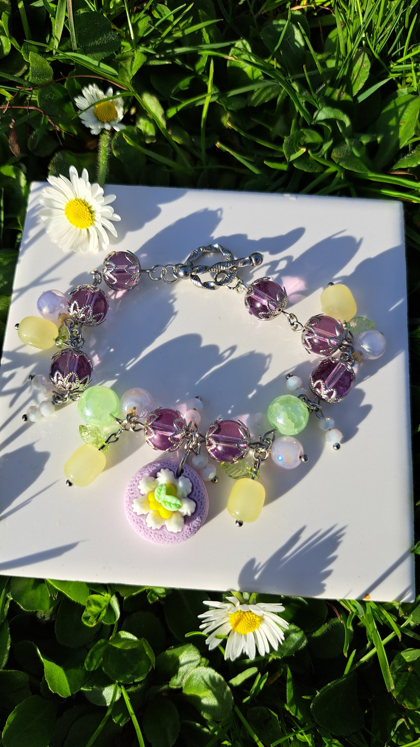 Hancrafted "Lavendar Lemon Cake" Bracelet