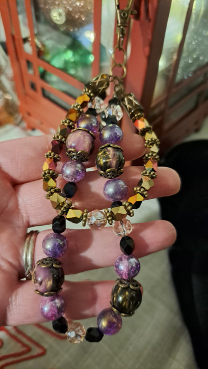 Handcrafted Purple/ Black/ Gold Dangle Charm