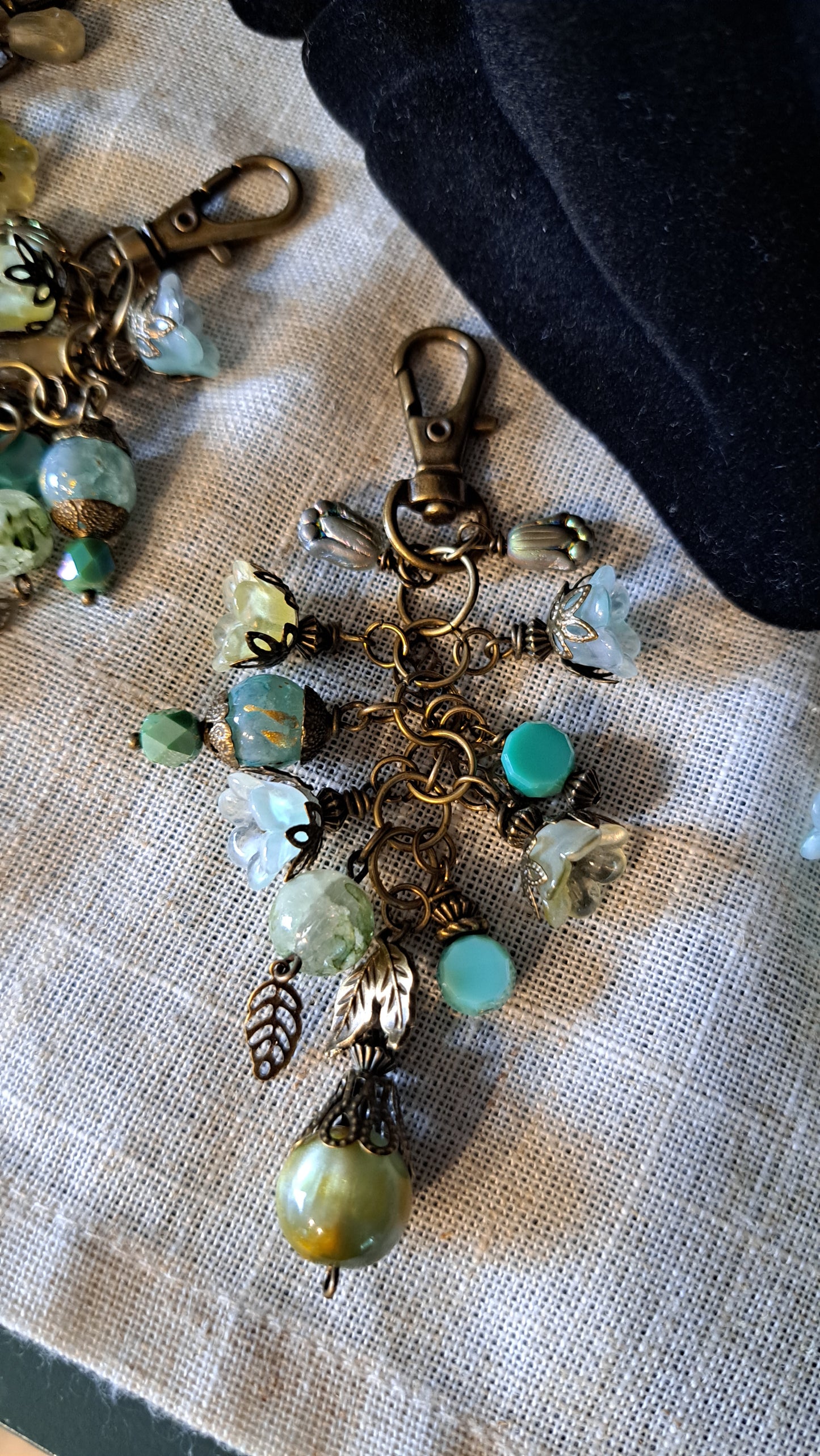 Handcrafted Mossy Flower Dangle Charms