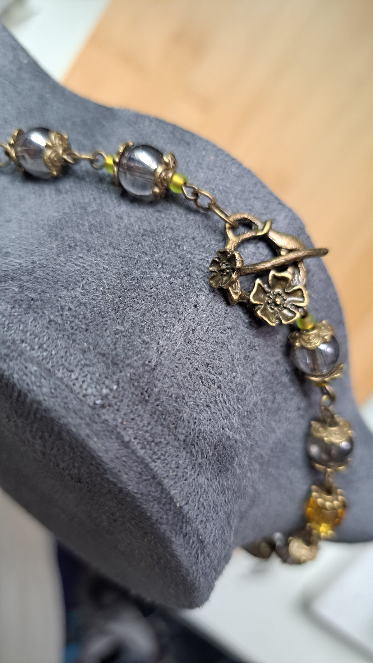 Handcrafted "Foggy Sunflower" Bead Necklace