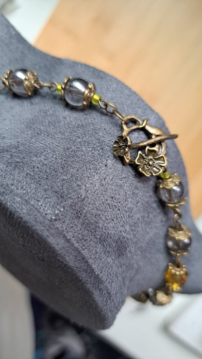 Handcrafted "Foggy Sunflower" Bead Necklace