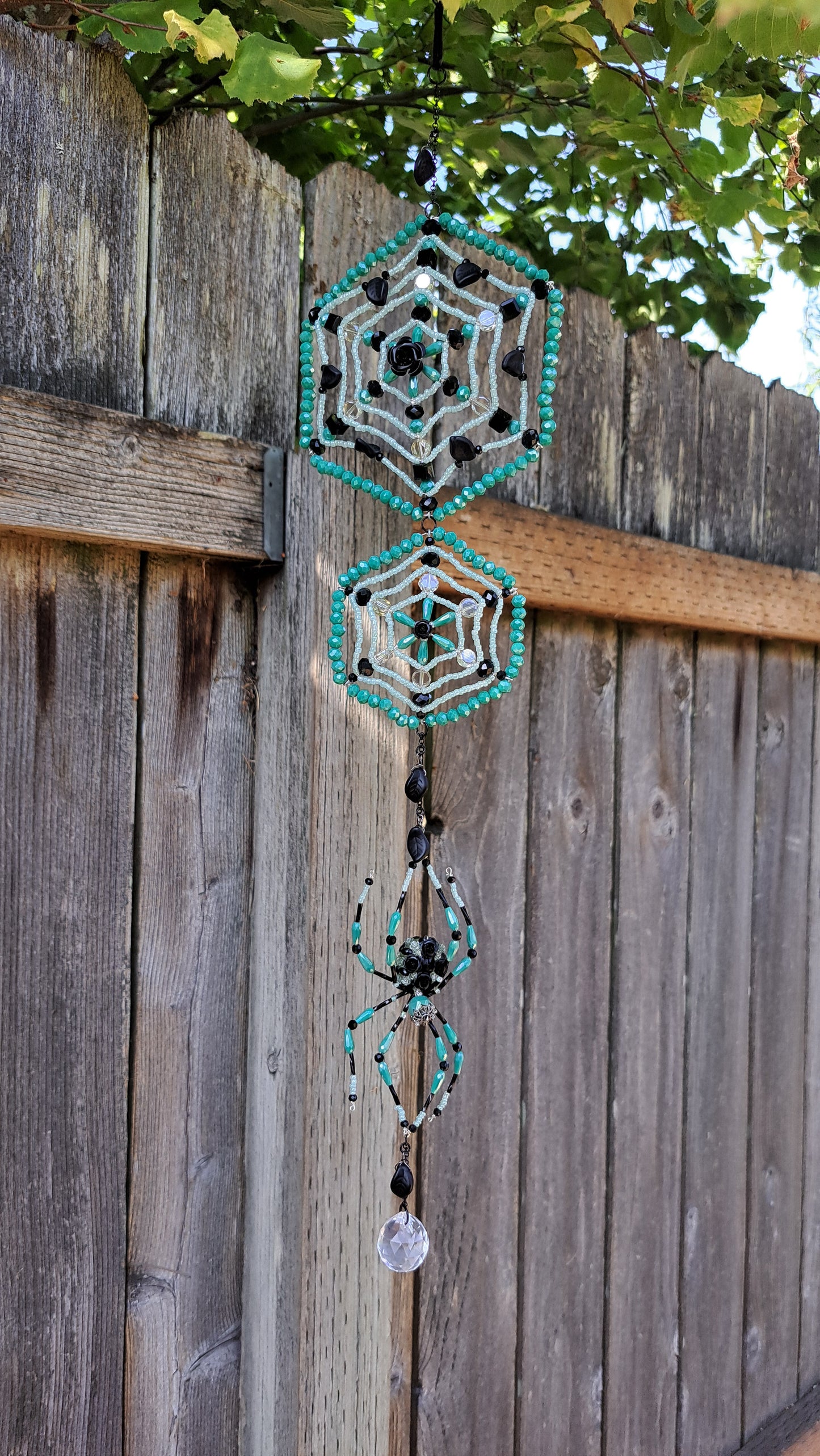 Handcrafted "Elliott" Spider & Webs Suncatcher