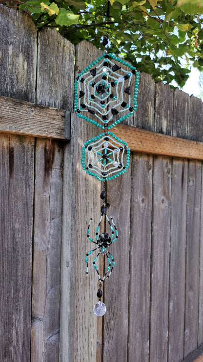 Handcrafted "Elliott" Spider & Webs Suncatcher