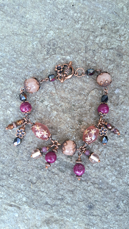 Handcrafted "Dark Plum Fairy" Bead Bracelet