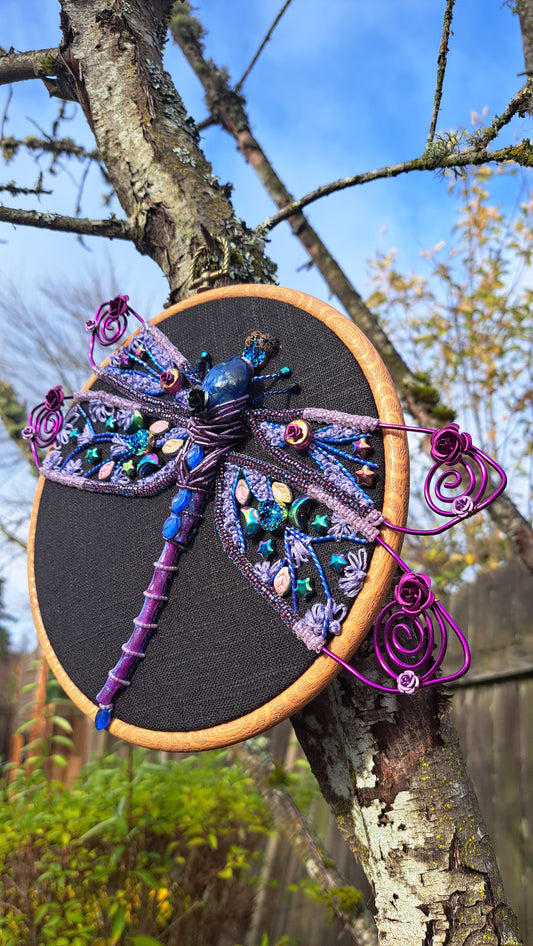 Handcrafted Embroidered "Howl's Dragonfly" Beaded Wall Hanger
