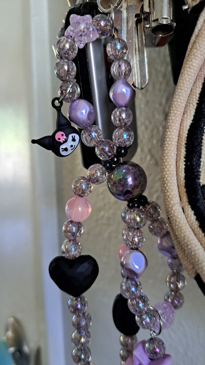 Handcrafted Purple/Black Bow Keychain