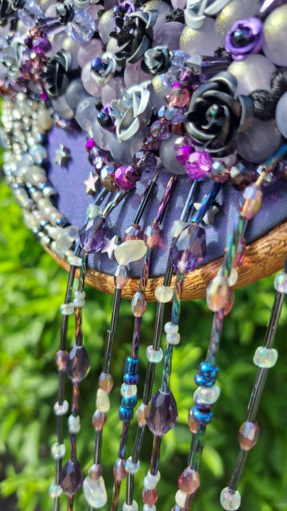 "Stormy Night" Handcrafted Bead Embroidery Wall Hanger