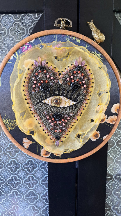 Handcrafted Evil Eye Bead Embroidered Wall Hanger