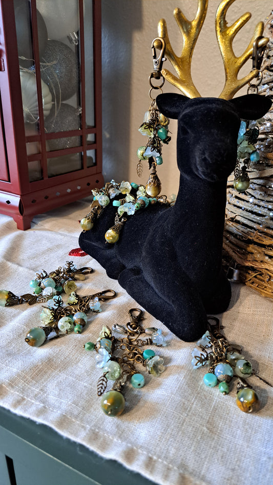 Handcrafted Mossy Flower Dangle Charms