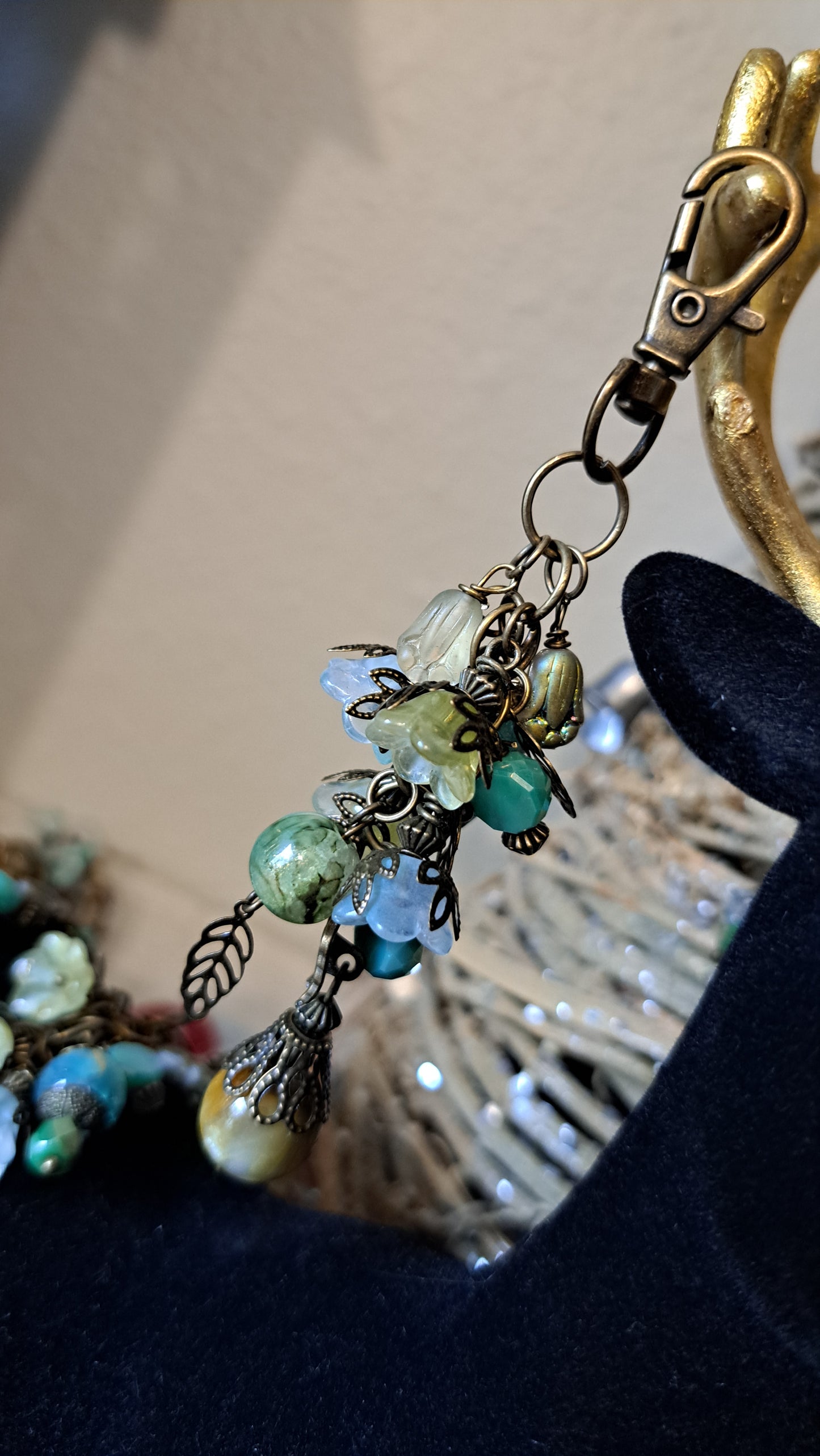 Handcrafted Mossy Flower Dangle Charms