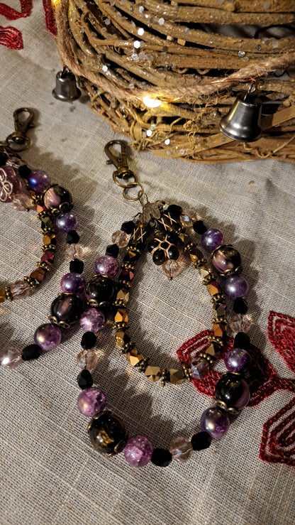 Handcrafted Purple/ Black/ Gold Dangle Charm